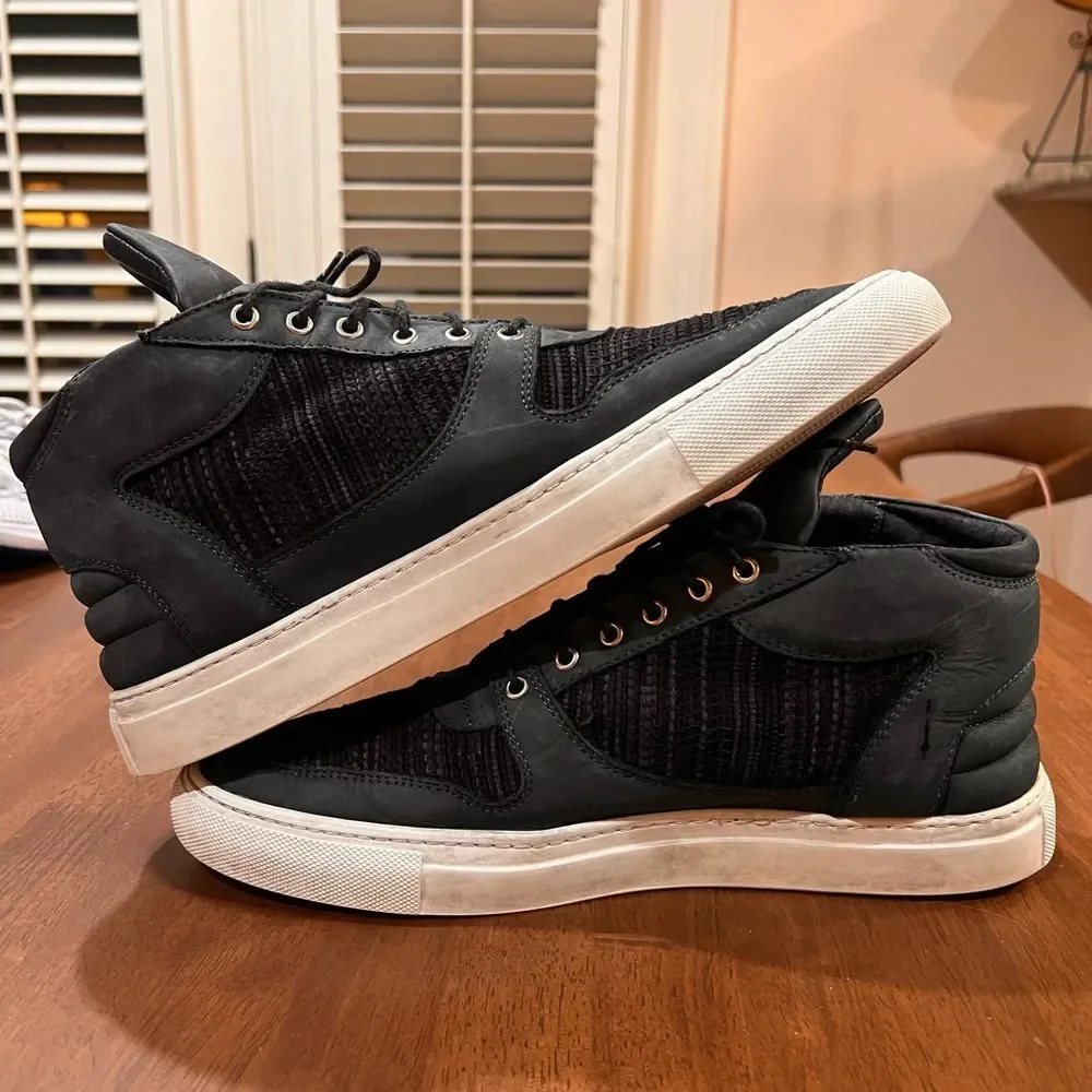 Filling Pieces High Top Sneakers US 11.5–12 Navy Suede Leather Handmade Portugal